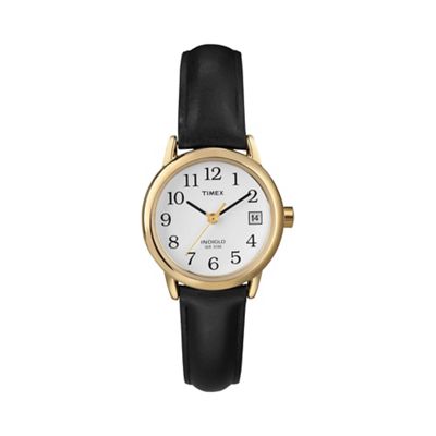 Ladies easy reader white dial with black leather strap watch t2h341